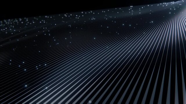 3D render abstract luxury background featuring elegant glowing thin lines white particles black backdrop. Futuristic high-tech texture design. Perfect for premium corporate web presentations.