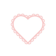 Fototapeta premium Lace Heart Frame in Soft Pink Color Isolated on White Background