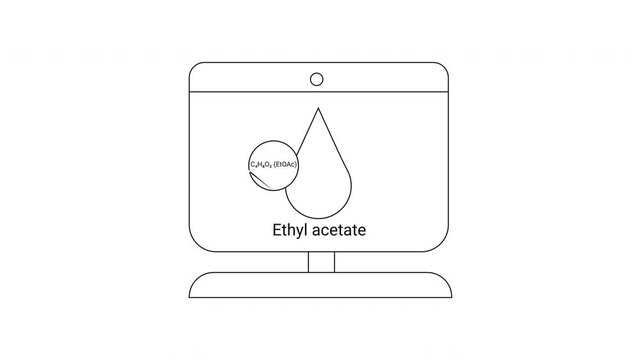 Ethyl Acetate Display - Chemical Compound Visualization on Screen.