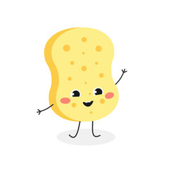 Cute sponge cartoon character waving