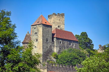 Medieval castle Hardegg ruin in Austria, summertime
