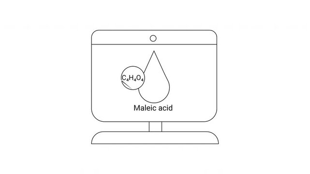 Maleic Acid Visualization - Chemical Structure and Molecular Representation.