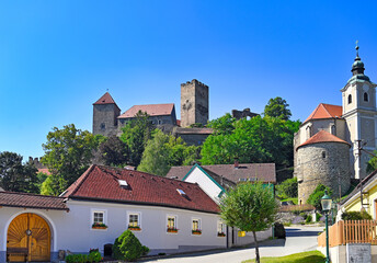 Medieval castle in the small Austrian town of Hardegg, summertime