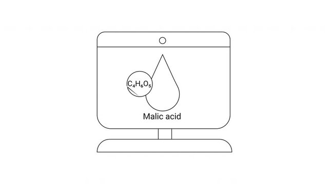 Malic Acid Visualization - Chemical Structure and Molecular Representation.