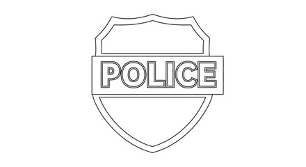Obraz premium Black and white line drawing of a police badge with the word police