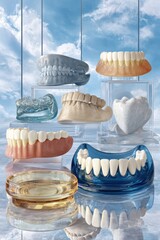 Close-up of dental marvels: dentures, arches, and models on display for dental care visuals