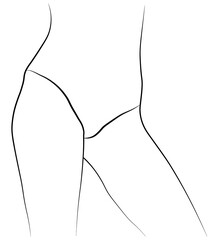 Woman legs swimsuit panties bikini hand drawing