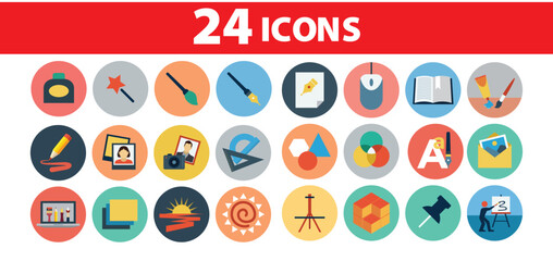 Set of vector buttons icons for web and interface design