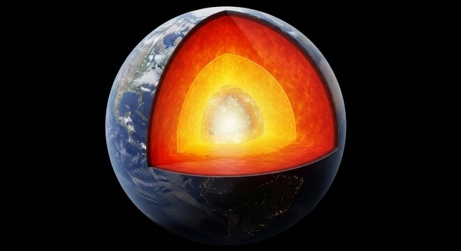 Vibrant cross-section of Earth showing its layers and core