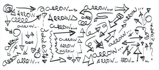 Obraz premium Hand-Drawn Sketchy Arrows and Doodle Lines Collection 
