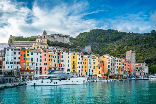 Scenic view of Porto Venere in Italy against dramatic sky