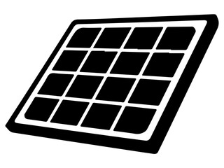 Black Silhouette Icon of Solar Panel Plate for Renewable Energy