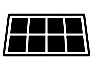 Black Silhouette Icon of Solar Panel Array for Renewable Energy Farm