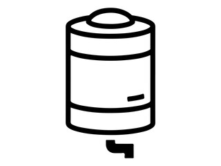 Black Silhouette Icon of Vertical Water Storage Tank or Reservoir