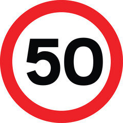 Speed Limit 50 UK Traffic Sign Editable Vector © Griffin9678