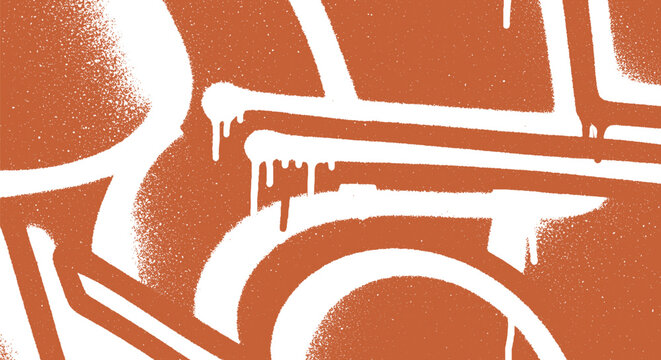 Graffiti Art White Lines on Orange Background.