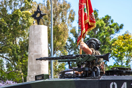 Leopard 24E Tank Crew, MG3 Machine Gun & Standard, Armed Forces Day, Seville