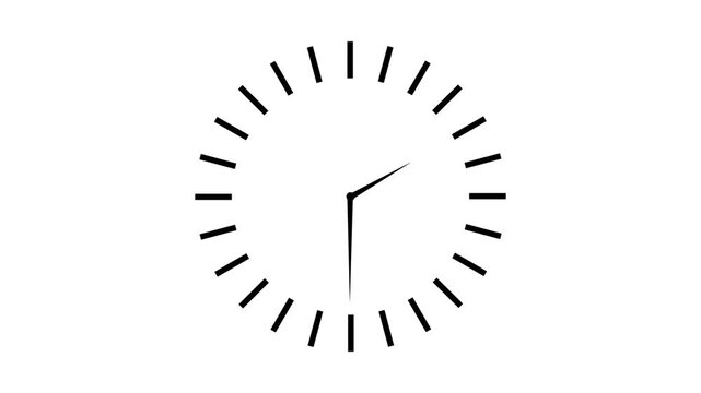 Clock spinning, watch animation on a white background with alpha channel. Clock icon flat style 24 hours day fast speed with 4k video animation.