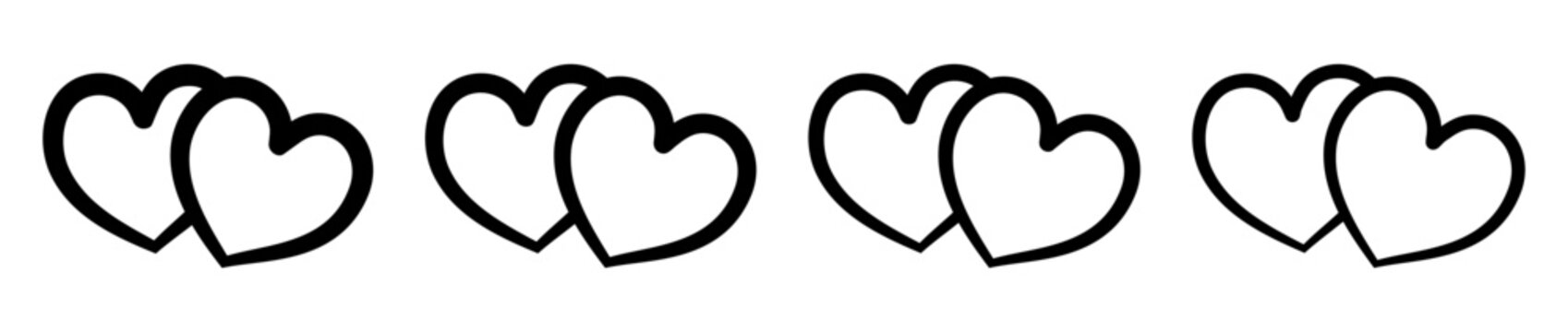 Double Hand Drawn Hearts. Two Hand Drawn Hearts Love Symbols Set