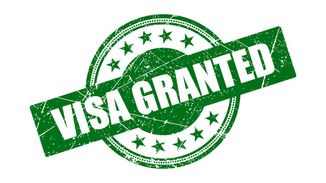 Visa granted stamp with grunge texture