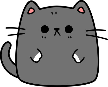 Funny grumpy cat cartoon doodle illustration for kids