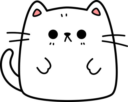 Funny grumpy cat cartoon doodle illustration for kids