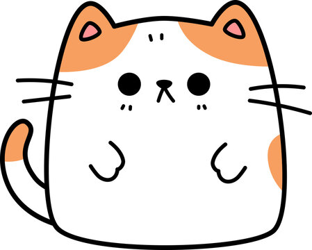 Funny grumpy orange cat cartoon doodle illustration for kids