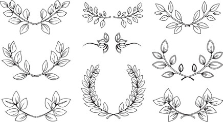 Fototapeta premium Minimal Botanical Ornament Outline Vector