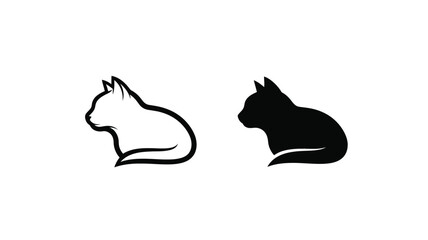 Two cat head profiles one white and one black a striking silhouette © Hiron