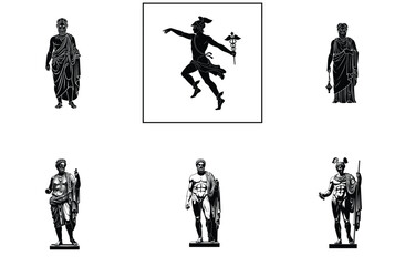 Ancient Greek Gods and Goddesses Silhouette Vector Illustration