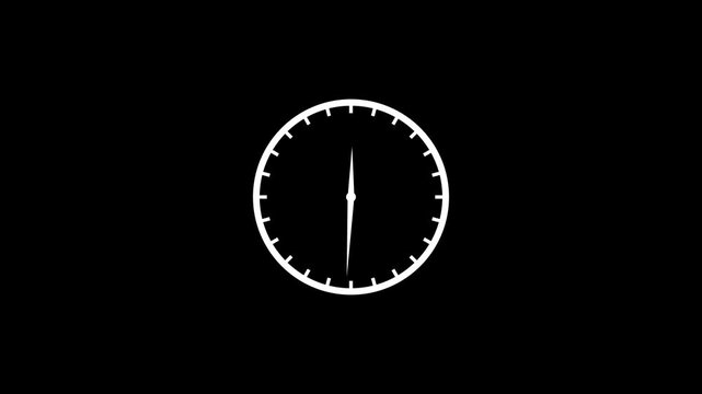clock icon vector clock face animation video on a black background,with 4k video animation.