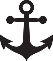 Classic anchor icon, maritime symbol for stability and safety, black vector illustration © lok0077