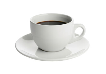 Obraz premium White coffee cup filled with black coffee on a saucer isolated on transparent background
