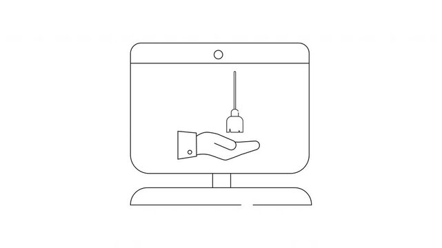 Online Hypnosis Session - Computer Screen with Pendulum and Hand.