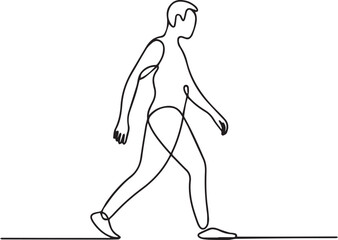 Man Walking Forward with Confidence and Poise in Simple Line Art Illustration