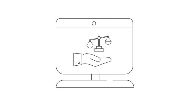 Online Justice System - Digital Scales of Justice Concept.