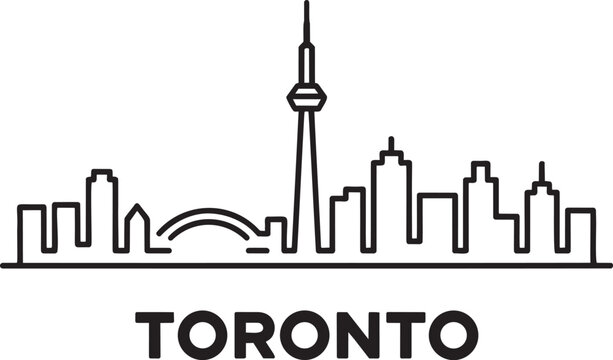 Toronto skyline silhouette vector graphic city landmark line art cityscapes modern architectural buildings
