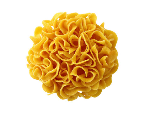 Close-up shot of yellow pasta that looks like a beautiful flower Isolated Transparent Background, PNG