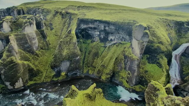 Famous Fjadrargljufur canyon in Iceland. Top destination. South East of Iceland