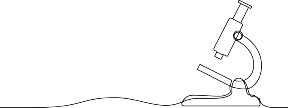 Microscope Scientific instrument one continuous line art, Vector illustration, One line art, Line art graphic style