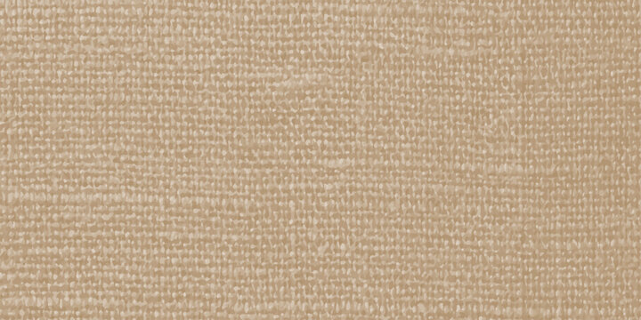 A closeup of a rough brown burlap textile reveals a detailed woven pattern of natural linen fiber and old hessian sackcloth material creating a textured beige fabric backdrop