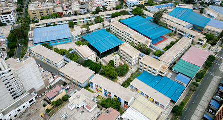 Aerial view of a South American primary school.