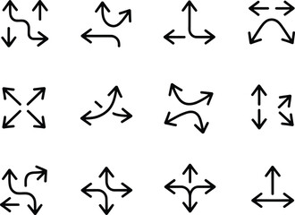 Obraz premium A collection of black and white arrow icons