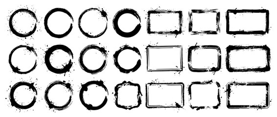 Obraz premium Frames set vector stain spray ink brush frame spot collection, illustration, design, element, template grunge paint mask black white paint Grafitti black