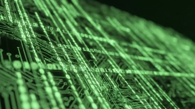 Neural Network Big Data Flow Visualization, Binary Code Matrix, AI Machine Learning Abstract Background, Quantum Computing, Cyber Security, Futuristic Technology Artificial Intelligence Digital Grid