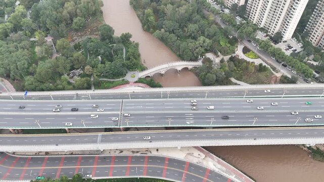 Xining Highway Interchange Aerial View - Multi-Level Traffic Infrastructure
