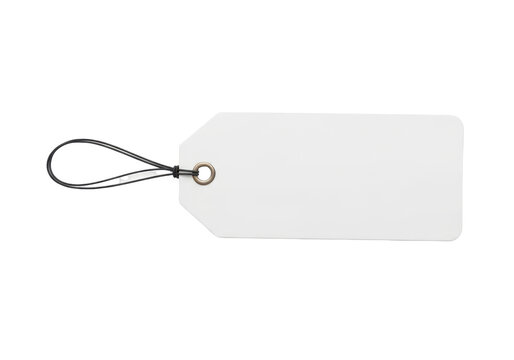 Blank white gift tag with string isolated on transparent background
