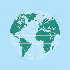 Obraz premium Earth globe with latitude longitude lines blue sky background