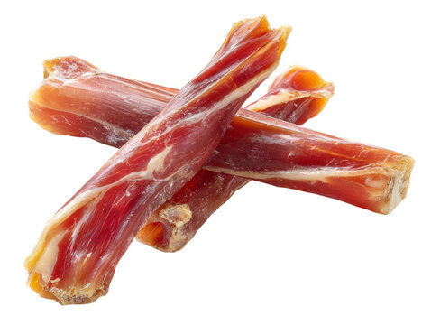 Close-up view of three beef treats Isolated Transparent Background, PNG