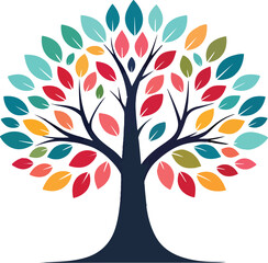 Obraz premium Stylized vector tree logo icon Natural Vector Tree Logo Illustration Nature Tree